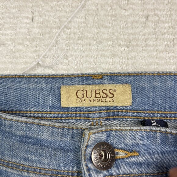 Y2K Guess Jeans Men's 36x32 Lincoln Slim Straight Light Blue Distressed Denim - Picture 5 of 13